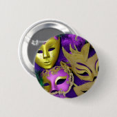Mardi Gras Paarse en gouden maskerade maskers Ronde Button 5,7 Cm (Voorkant /achterkant)