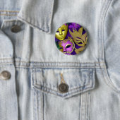 Mardi Gras Paarse en gouden maskerade maskers Ronde Button 5,7 Cm (In situ)