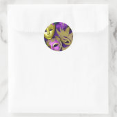 Mardi Gras Paarse en gouden maskerade maskers Ronde Sticker (Tas)