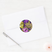 Mardi Gras Paarse en gouden maskerade maskers Ronde Sticker (Envelop)