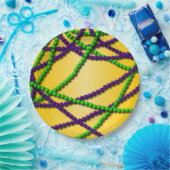 Mardi Gras Paarse en groene kralen Papieren Bordje (Feest)