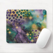 Mardi Gras Paarse en groene Leo Vibes Muismat (Met muis)