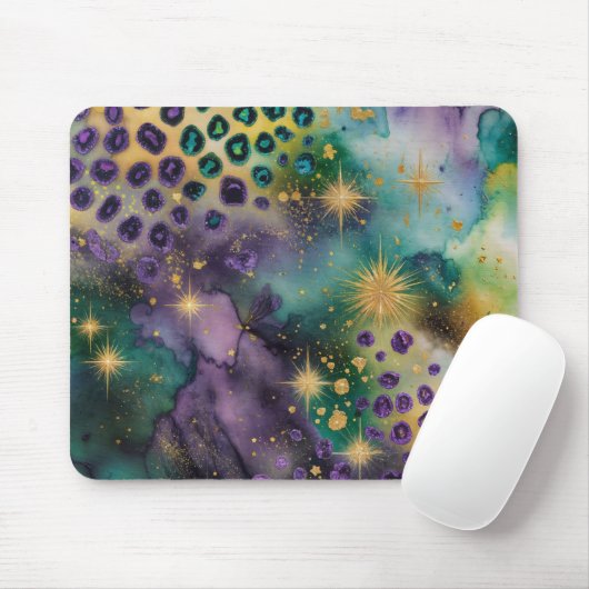 Mardi Gras Paarse en groene Leo Vibes Muismat (Met muis)