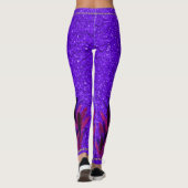 Mardi Gras Paarse Faux Feathers Glitter Leggings (Achterkant)