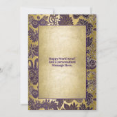 Mardi Gras Paarse Faux Gold Mask Back Info Kaart (Achterkant)