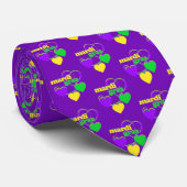 Mardi Gras Paarse Geel Groen Kute Hearts Stropdas (Opgerold)