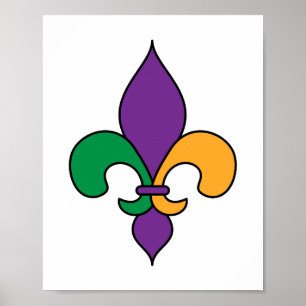 Mardi Gras Paarse Gellow Green Fleur de Lis Poster