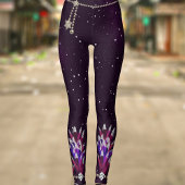 Mardi Gras Paarse Glitter Feather Pendant Leggings
