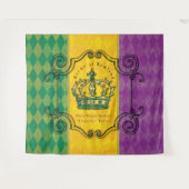 Mardi Gras Paarse Gouden Groene Kroon Familienaam  Wandkleed (Voorkant (horizontaal))