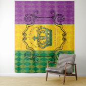 Mardi Gras Paarse Gouden Groene Kroon Familienaam  Wandkleed (In situ)