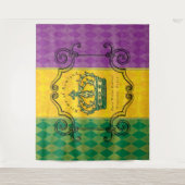 Mardi Gras Paarse Gouden Groene Kroon Familienaam  Wandkleed (Voorkant)