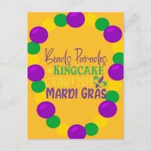 Mardi Gras Paarse gouden kralen Briefkaart