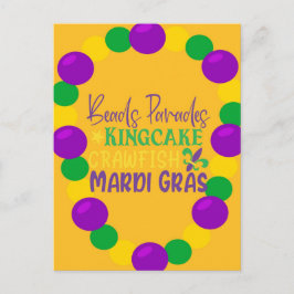 Mardi Gras Paarse gouden kralen Briefkaart