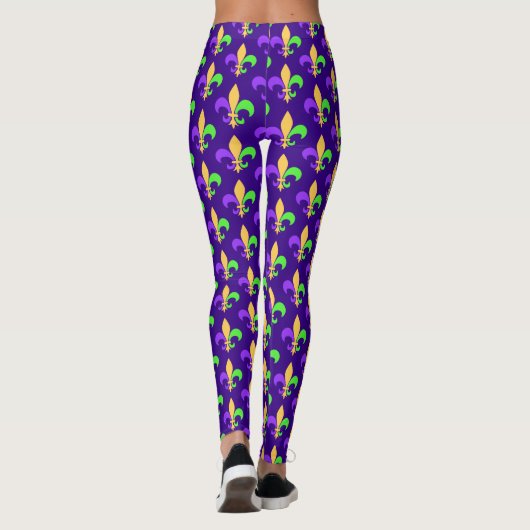 Mardi Gras Paarse Groen en Goud New Orleans Leggings (Achterkant)