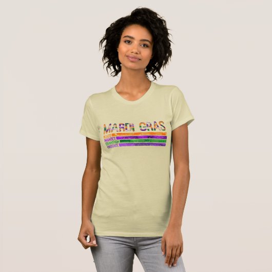 Mardi Gras Paarse groen geel T-shirt (Voorkant volledig)