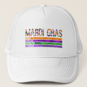 Mardi Gras Paarse groen geel Trucker Pet (Voorkant)