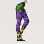 Mardi Gras Paarse Groene Gele Chevron lijnen Leggings (Rechts)