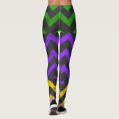 Mardi Gras Paarse Groene Gele Chevron lijnen Leggings (Achterkant)