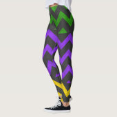 Mardi Gras Paarse Groene Gele Chevron lijnen Leggings (Links)