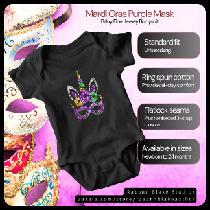 Mardi-Gras Paarse Masker Baby Jersey Bodysuit
