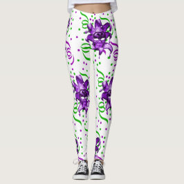Mardi Gras Paarse masker en Confetti Leggings