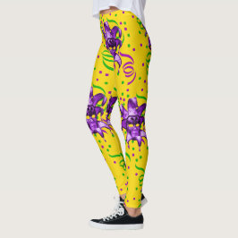 Mardi Gras Paarse masker en Confetti Leggings