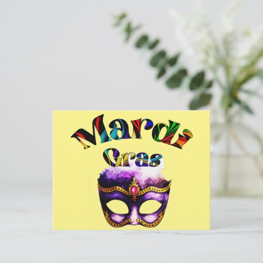 Mardi Gras - Paarse maskers Dinsdag in New Orleans Briefkaart (Staand voorkant)