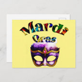 Mardi Gras - Paarse maskers Dinsdag in New Orleans Briefkaart (Voorkant / Achterkant)
