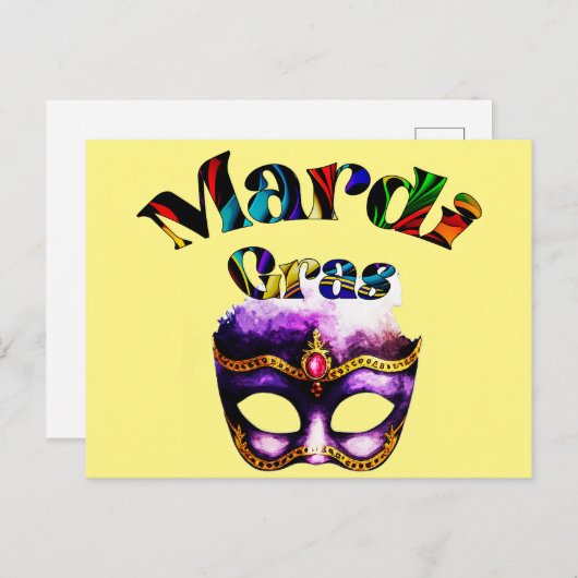 Mardi Gras - Paarse maskers Dinsdag in New Orleans Briefkaart (Voorkant / Achterkant)