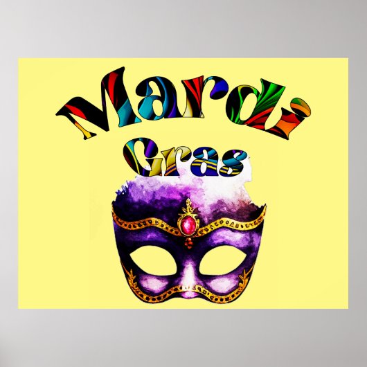 Mardi Gras - Paarse maskers Dinsdag in New Orleans Poster (Voorkant)