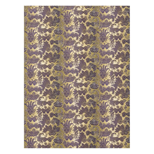 Mardi Gras Paarse Masquerade maskers Faux Gold Tafelkleed (Voorkant)