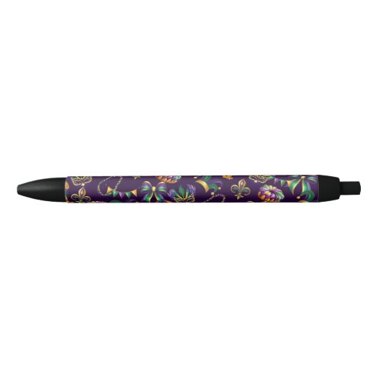 Mardi Gras Paarse Patroon Zwarte Inkt Pen (Voorkant)