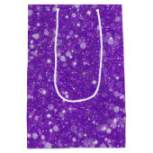 Mardi Gras Paarse vaste kleur Faux Glitter Bling Medium Cadeauzakje (Achterkant)