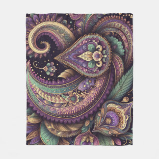 Mardi Gras paisley Fleur-de-lis Fleece Deken