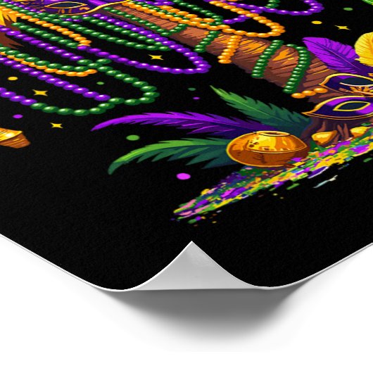 Mardi Gras Palm Tree Hawaiian Tropical Party Manne Poster (Hoek)