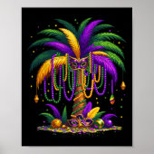 Mardi Gras Palm Tree Hawaiian Tropical Party Manne Poster (Voorkant)