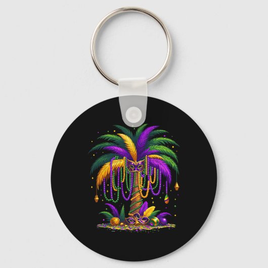 Mardi Gras Palm Tree Hawaiian Tropical Party Manne Sleutelhanger (Voorkant)