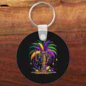 Mardi Gras Palm Tree Hawaiian Tropical Party Manne Sleutelhanger (Voorkant)