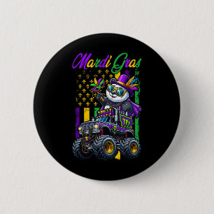 Mardi Gras Panda Zingt Solo Op Monstertruck Kralen Ronde Button 5,7 Cm