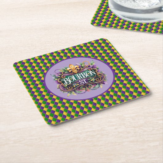 Mardi Gras Paper Coaster Kartonnen Onderzetters (Schuin)