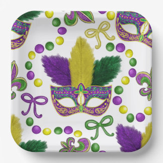 Mardi Gras Paper plate- Mardi Gras Mask Papieren Bordje