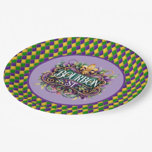 Mardi Gras Paper Plate Papieren Bordje (Gekanteld)