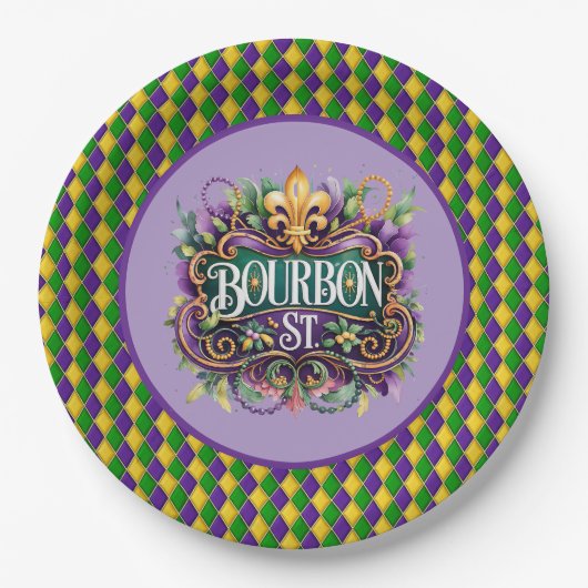 Mardi Gras Paper Plate Papieren Bordje (Voorkant)