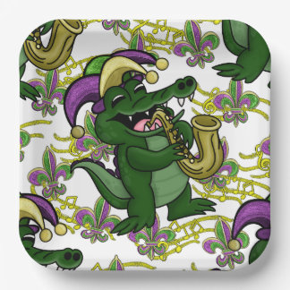 Mardi Gras Papieren Bord-NOLA Gator Bordje