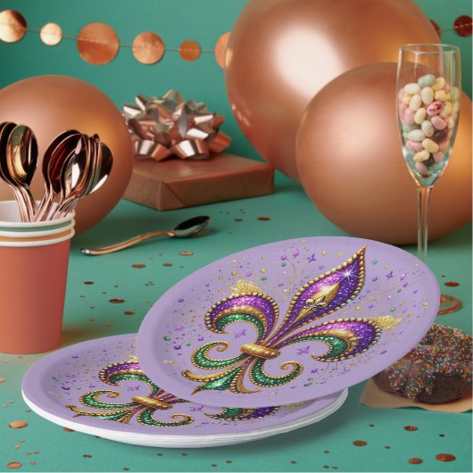 Mardi Gras papieren borden Bordje (Multi)