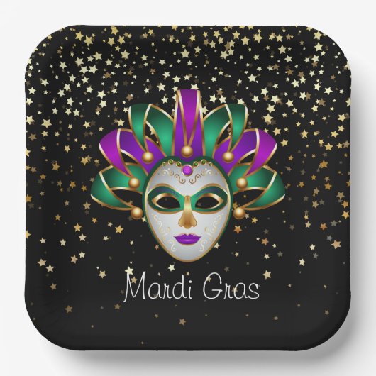 Mardi Gras Papieren Bordje (Voorkant)