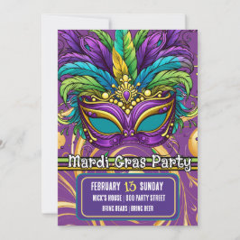 Mardi Gras Parade en Feestmasker Kaart