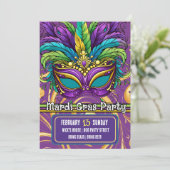 Mardi Gras Parade en Feestmasker Kaart (Staand voorkant)