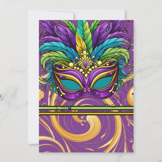 Mardi Gras Parade en Feestmasker Kaart (Achterkant)