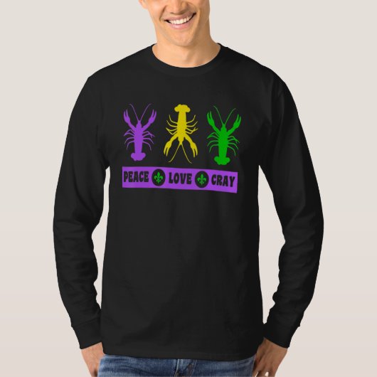 Mardi Gras Parade Peace Love Crawfish Crayfish New T-shirt (Voorkant)